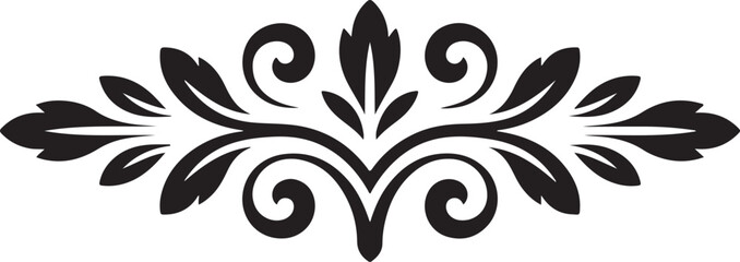 Obraz premium Ornate Black Floral Vector Design Element with Symmetrical Swirls
