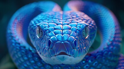Fototapeta premium blue snake in the dark