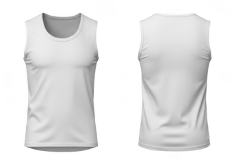 White tank top front and back isolated on transparent background