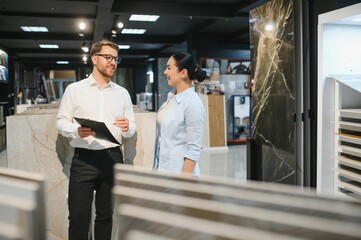 Engaging customer service in ceramic tile store