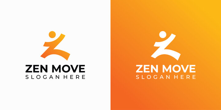 People vector logo design as moving letter Z