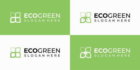 Eco friendly four leaf vector logo design