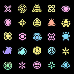 Abstract Colorful Geometric Shapes on Black Background. Possible use Graphic design element, website background