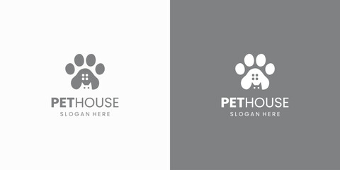 Pet house cat paw vector logo design