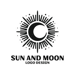 Sun And Moon Vector Logo Design