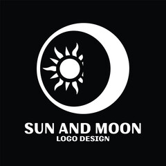 Sun And Moon Vector Logo Design