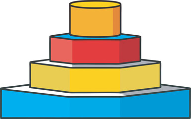 Colorful geometric pyramid stack isolated on white background