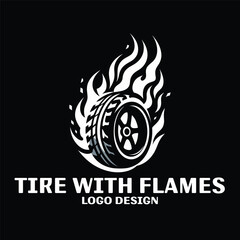 Tire With Flames Vector Logo Design