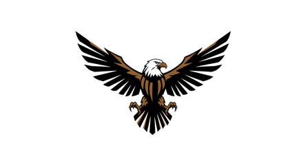 Naklejka premium Majestic Eagle with Spread Wings Brown and Black Plumage.
