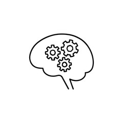 Vector art of brain with gears isolated on white background for idea and innovation