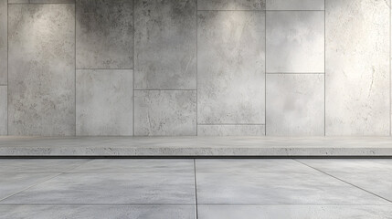 Concrete wall display, empty platform, modern interior, subtle lighting, product showcase