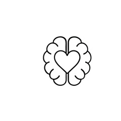 Vector art of brain with heart shape isolated on white background represents love and emotion
