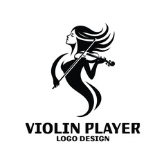 Violin Player Vector Logo Design
