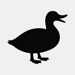 Silhouette duck standing vector illustration of waterfowl wildlife bird