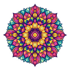 Vibrant Floral Mandala Design for Diwali Festival Ai-Generated