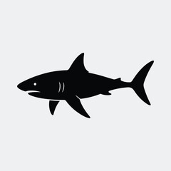 Silhouette Great White Shark swimming ocean predator vector illustration