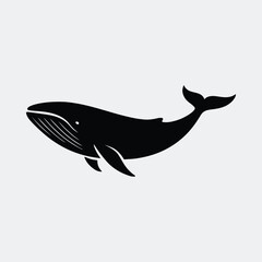 Silhouette humpback whale side view simple black vector illustration