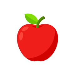 Red apple with green leaf isolated on transparent background