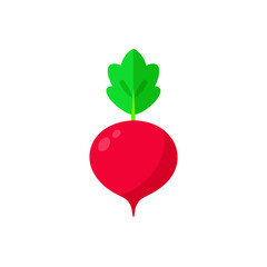Red radish with green leaves isolated on transparent background