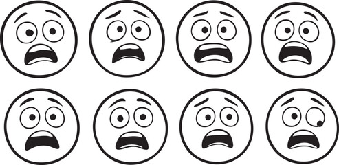 A set of funny cartoon faces and vector icons for expressions, emotions, and theater masks