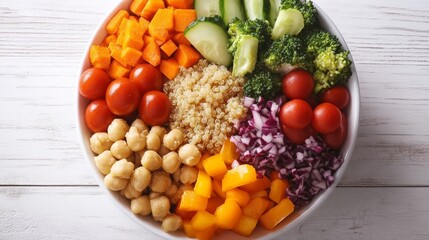 Vibrant Quinoa Power Bowl with Chickpeas, Vegetables, and Healthy Ingredients