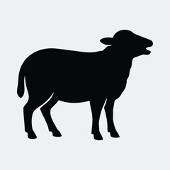 Silhouette of a sheep standing and bleating loudly vector illustration