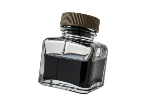 Vintage glass ink bottle with screw cap for calligraphy and writing enthusiasts collectors