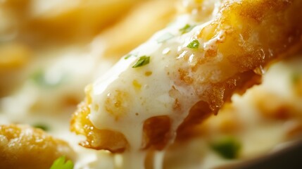 Crispy Fried Fish Bites in Creamy Sauce