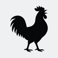 Silhouette rooster crowing farm animal sign symbol vector illustration