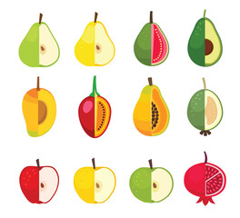 Collection of colorful fruit icons with section