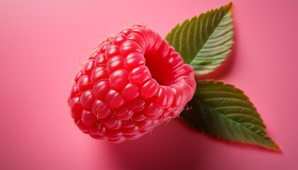a juicy raspberry a symbol of summer sweetness and delight on a vibrant pink background enhanced