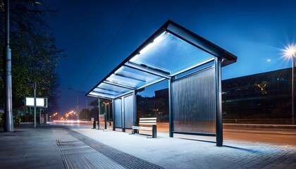 modern bus shelter at night