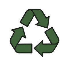 Black green recycling symbol icon, isolated PNG