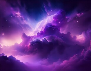 purple nebulous cloud with bokeh lights in the sky