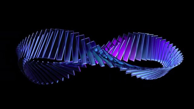 Abstract motion design, glass shape on a black background, 4k seamless loop animation, 3d render