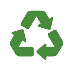 Bold green recycling symbol icon, isolated PNG