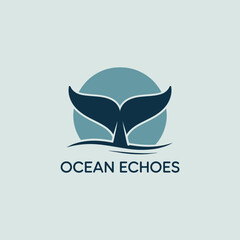 Ocean Echoes Logo Featuring Whale Tail Silhouette Emerging from Water, Symbolizing Marine Conservation Efforts