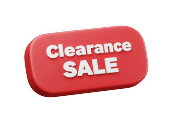 3d clearance sale button isolated on transparent background