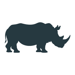 Silhouette of a Powerful Rhinoceros Standing Tall in the African Savanna Wildlife Illustration Vector Design