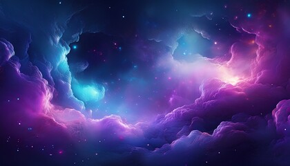 a nebulous cloud of purple and blue hues dotted with bright spots