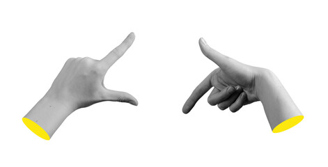 Hand framing space with fingers in creative photographer gesture, concept of composition, focus and