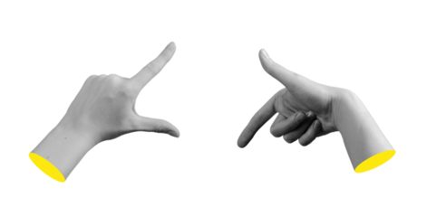 Hand framing space with fingers in creative photographer gesture, concept of composition, focus and