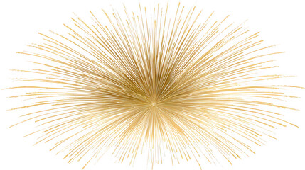 Naklejka premium A bright golden burst of light and sparkle, resembling a firework explosion or abstract energy, isolated on a transparent background