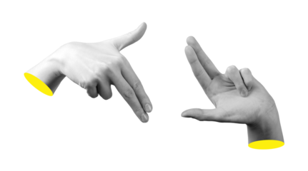 Hand gesture framing creative vision for photo capture, fingers forming frame symbol of art, focus,