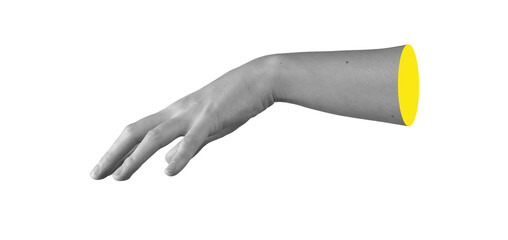 Hand of female in horizontal outstretched posture, delicate side view with bent wrist, expressive