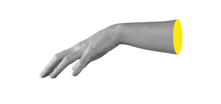 Hand of female in horizontal outstretched posture, delicate side view with bent wrist, expressive