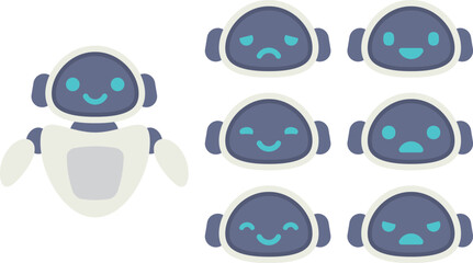 デフォルメのロボットと様々な表情