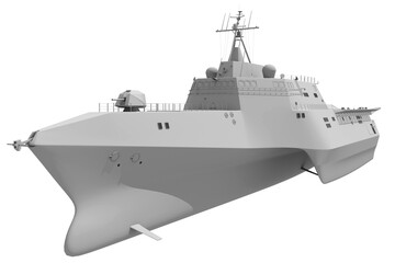Naval Forces Battle Ship in Clay Style Render on White Background 3D Rendering
