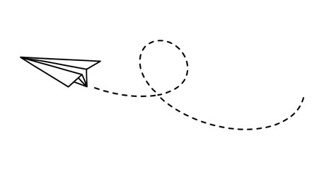 Paper Plane Flying Trajectory Vector Illustration. Startup Business Concept. Route Direction Journey
