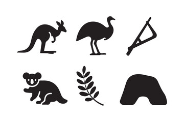 Collection of australian animal and landmark silhouettes